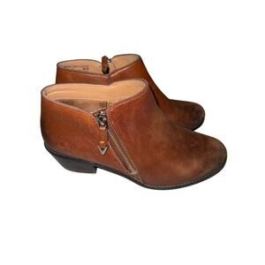 2/$35 Vionic Steampunk Boots Women 7 Jolene Y2K Zip Ankle Bootie Leather Heels